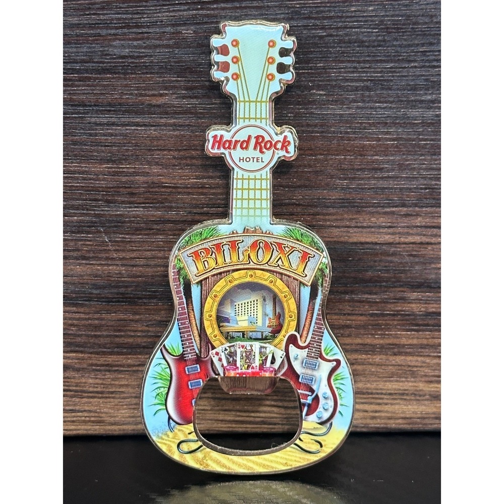 Hard Rock Hotel Biloxi Guitar Bottle Opener Magnet Souvenir HRH V13 City Opener